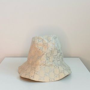 Authentic Gucci Metallic Logo-jacquard Bucket Hat